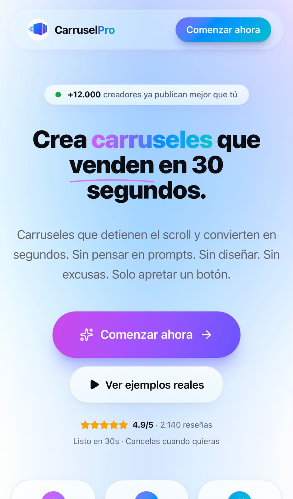 Pantalla de Carrusel Pro