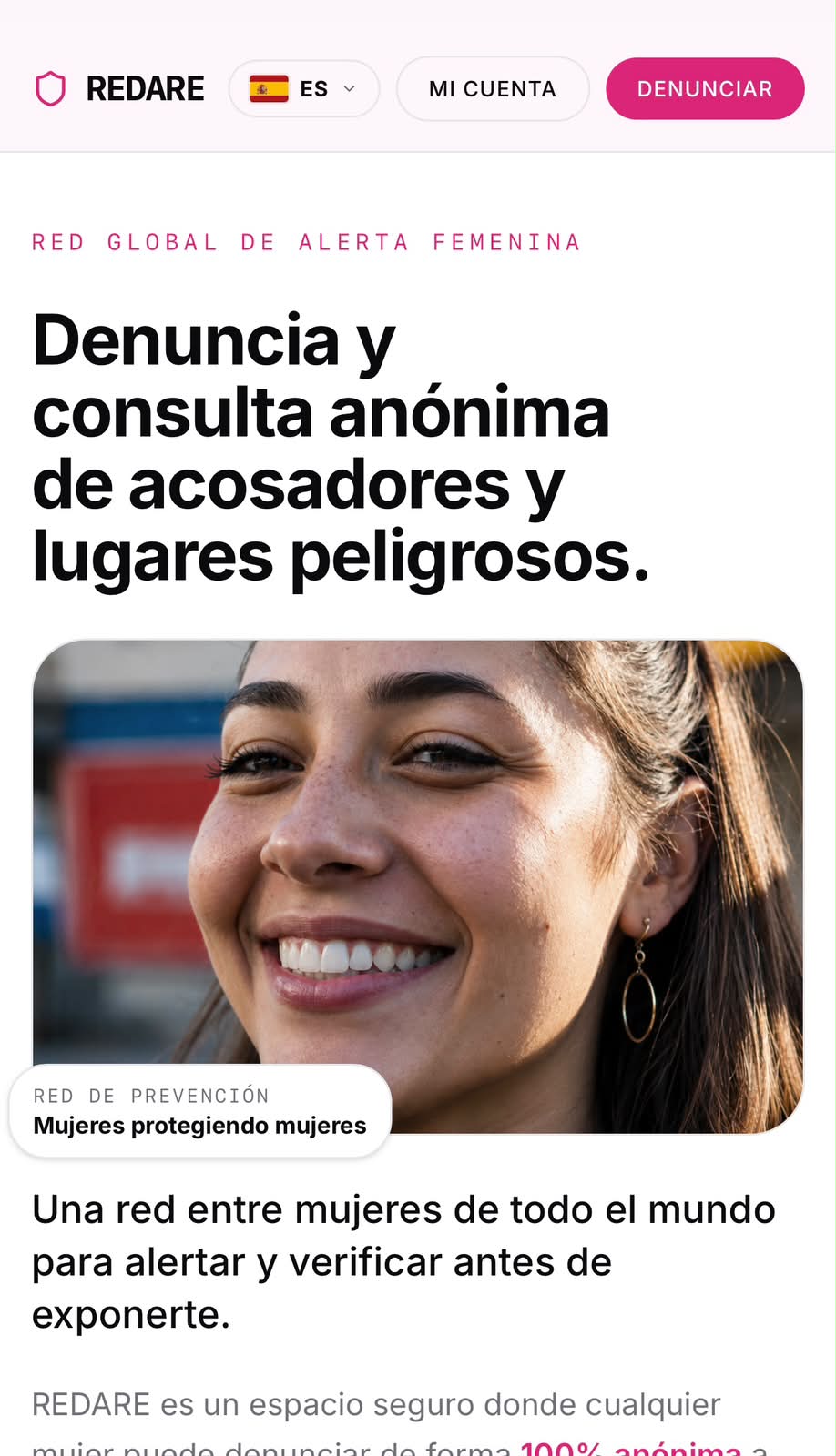 Pantalla de REDARE